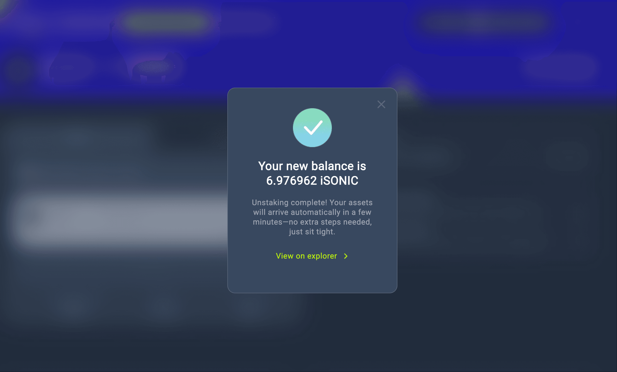 Unstake Confirmation