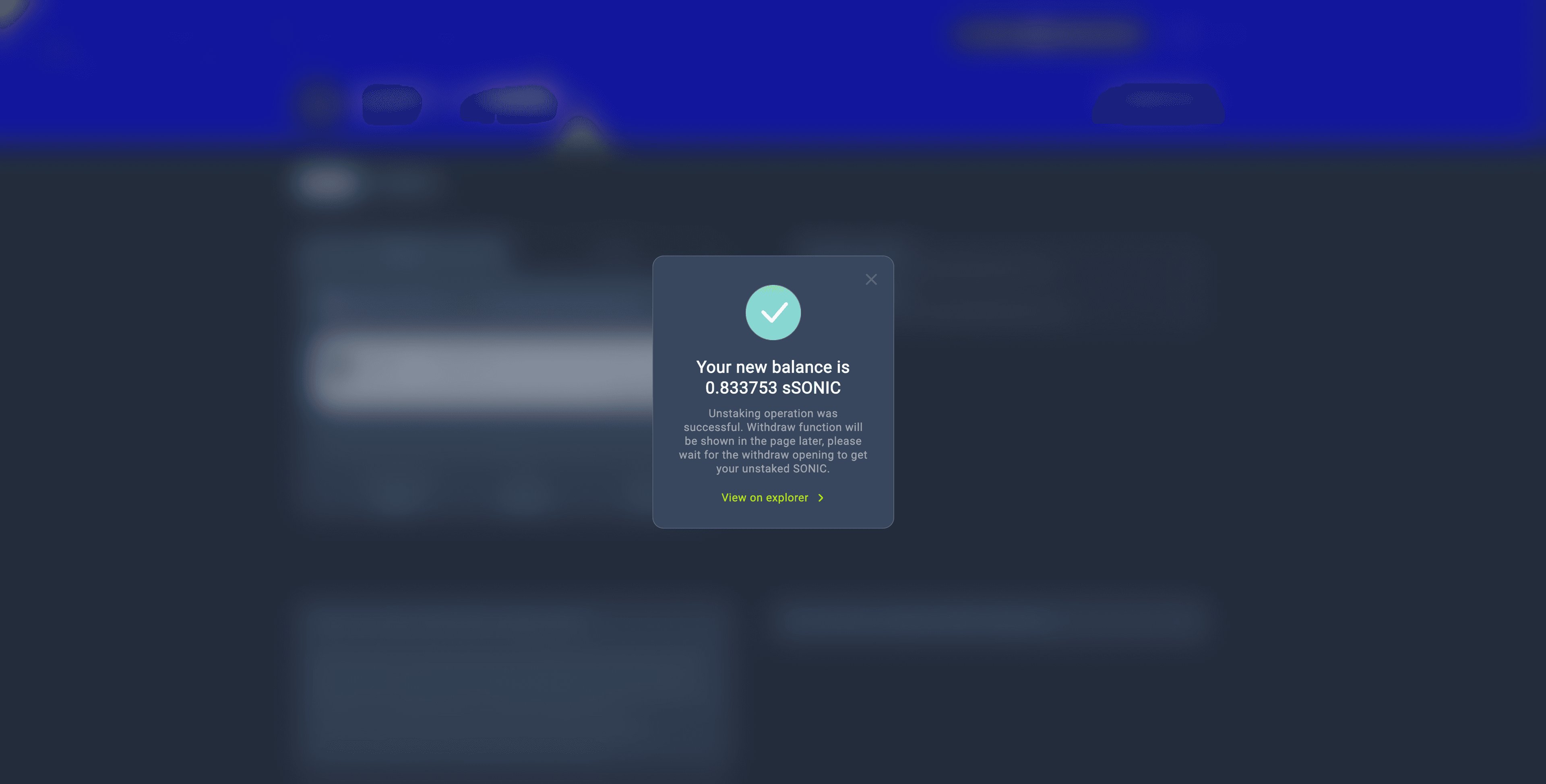 Unstake Confirmation